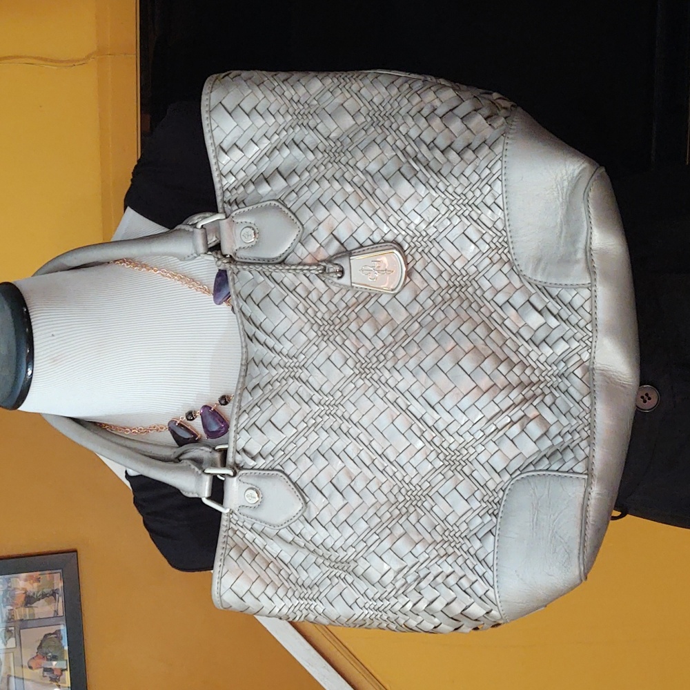 Leather silver braided Cole Haan tote